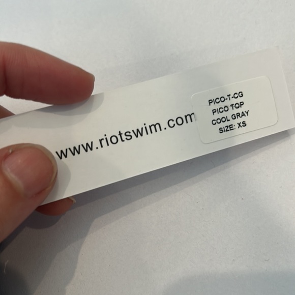 Riot Swim bikini top in cool gray “pico” style, xs, ruched, bandeau - Picture 4 of 8